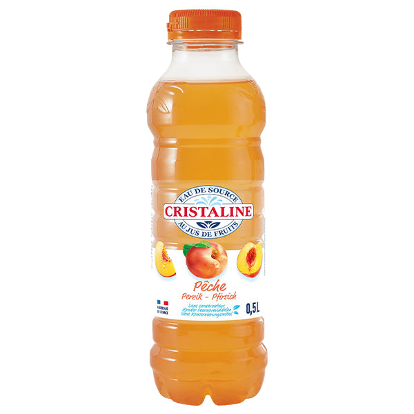 Cristaline Pêche – Pack de 24 Bouteilles (24 x 50cl) | Eau Aromatisée Goût Pêche