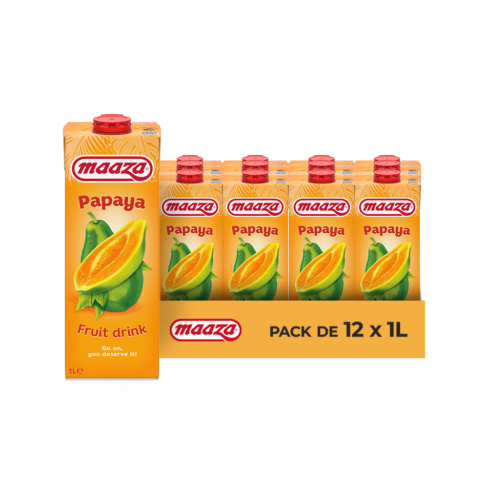 Maaza Papaye – Pack de 12 x 1L | Boisson Fruitée Papaye