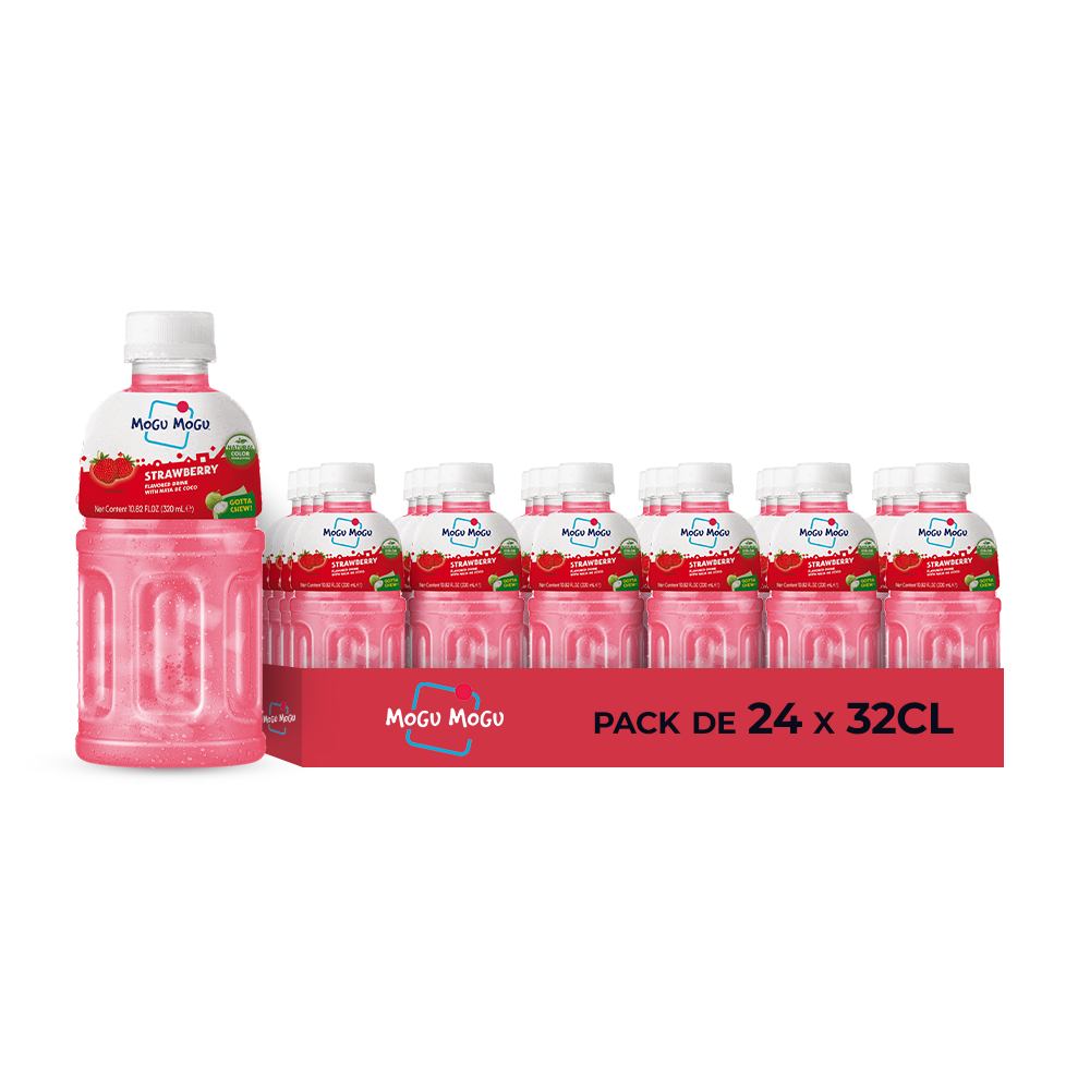 Mogu Mogu Strawberry – Pack de 24 x 32CL | Boisson Fraise avec Morceaux
