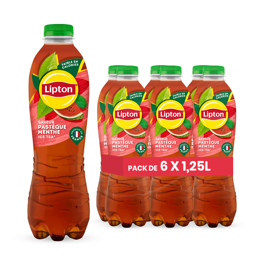 Lipton Ice Tea Pastèque & Menthe Pack 6 x 1,25L – Thé Glacé Frais Pastèque Menthe
