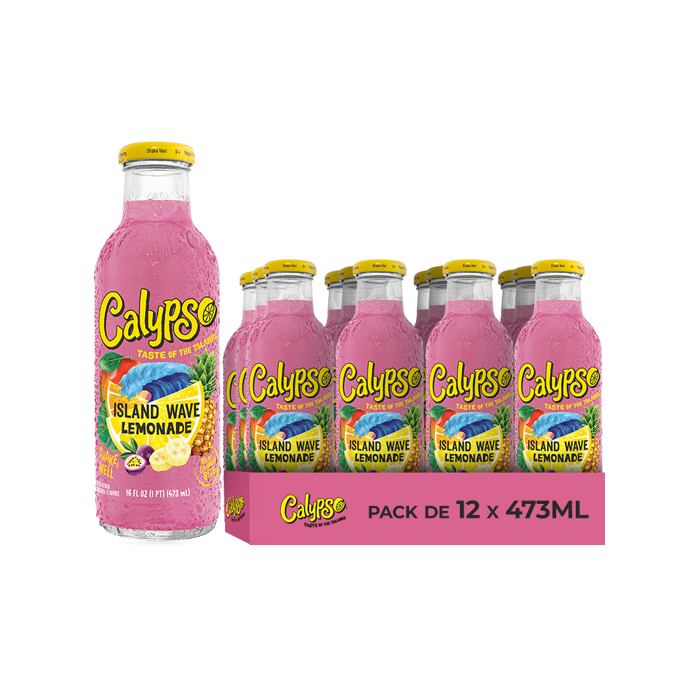 Calypso Island Wave Lemonade – Pack de 12 Bouteilles 473ML | Limonade Saveur Île Tropicale