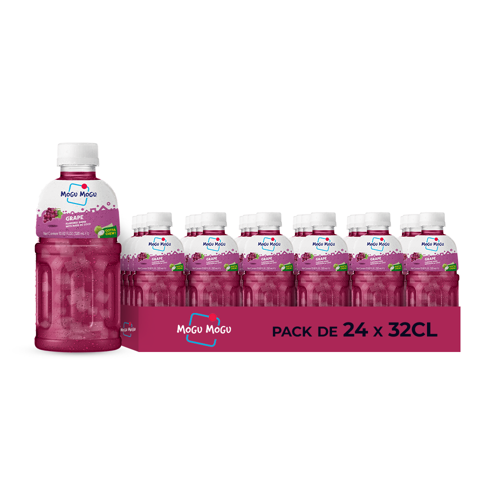 Mogu Mogu Grape – Pack de 24 x 32CL | Boisson Raisin avec Morceaux