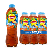 Lipton Ice Tea Pêche Sans Sucres Pack 6 x 1,25L – Thé Glacé Light Pêche