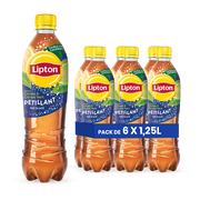 Lipton Ice Tea Citron & Citron Vert Pétillant Pack 6 x 1,25L – Thé Gazeux Frais