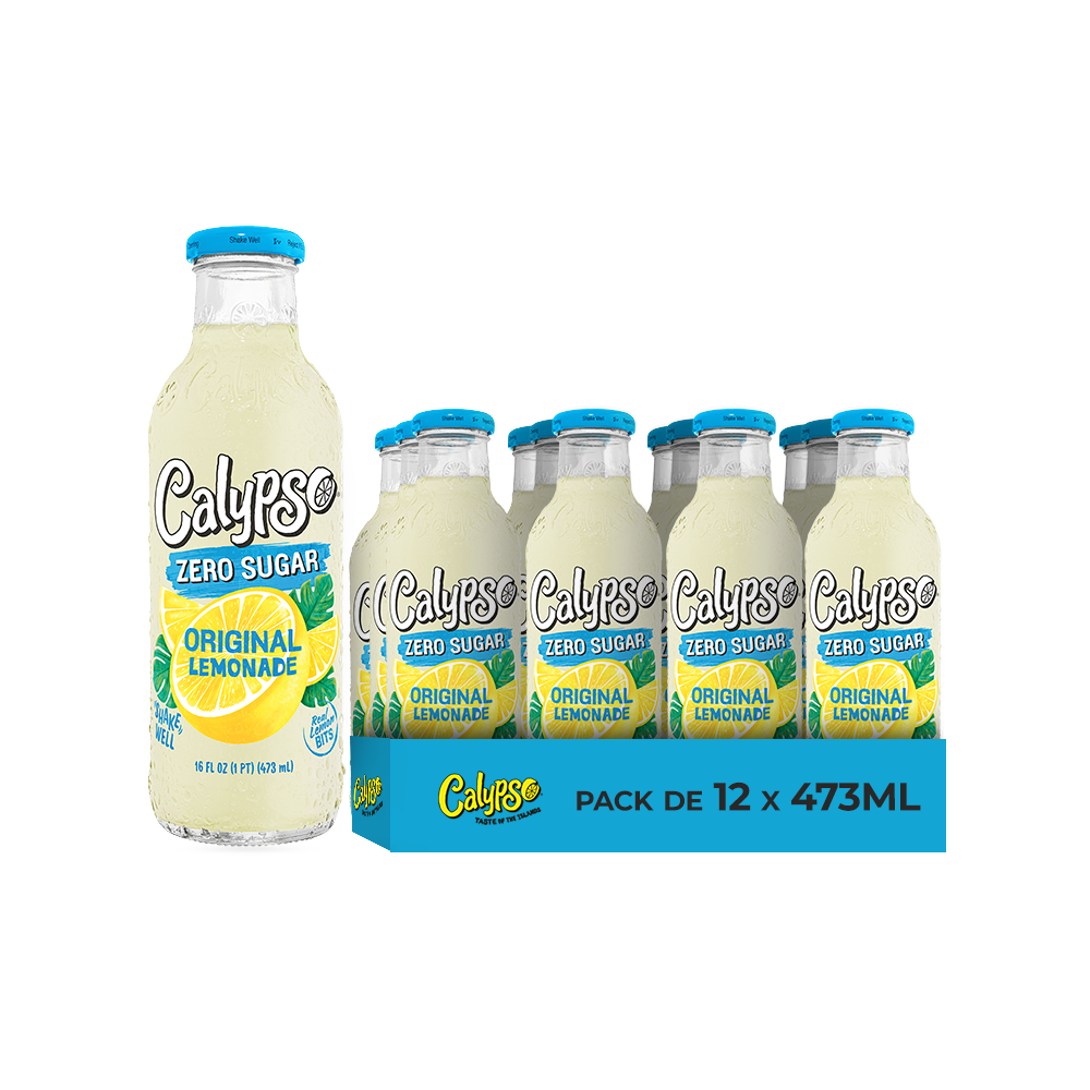 Calypso Original Lemonade Zero Sugar – Pack de 12 Bouteilles 473ML | Limonade Originale Sans Sucre