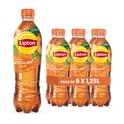 Lipton Ice Tea Pêche Pétillant Pack 6 x 1,25L – Thé Gazeux Saveur Pêche