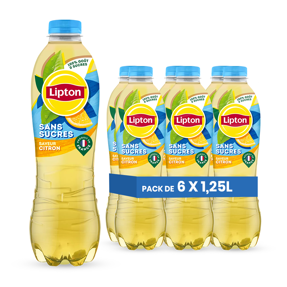 Lipton Ice Tea Citron Sans Sucres Pack 6 x 1,25L – Boisson Thé Light Citron