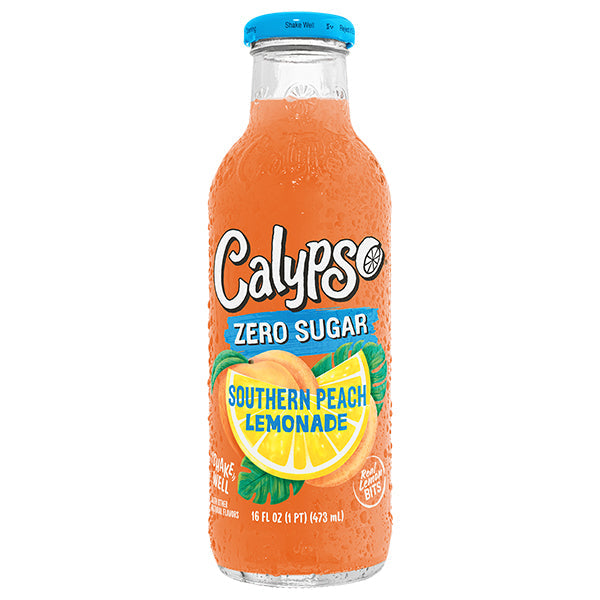 Calypso Southern Peach Zero Sugar – Pack de 12 Bouteilles 473ML | Limonade Pêche du Sud Sans Sucre