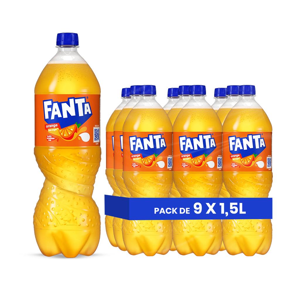 Fanta Orange (EU) – Pack de 9 Bouteilles (9 x 1,5L) | Boisson Orange Classique