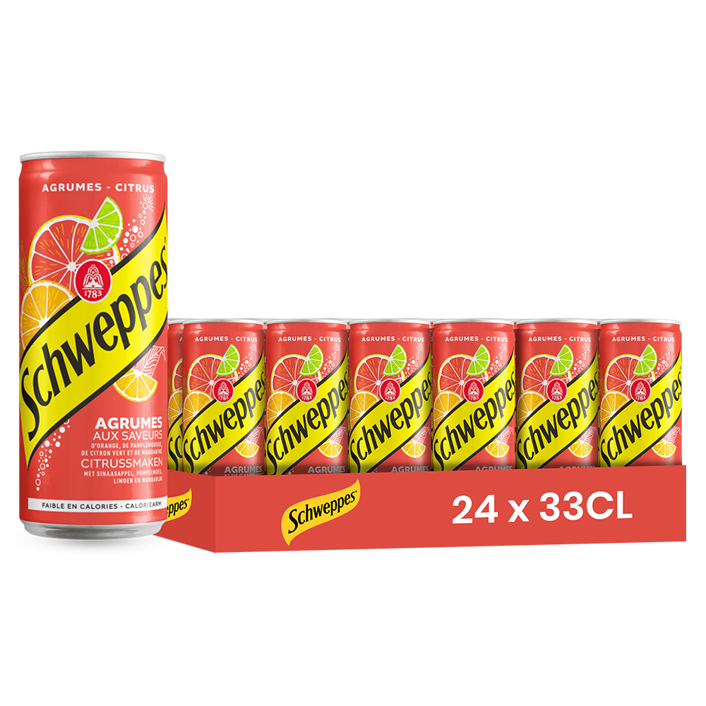 Schweppes Citrus – Pack of 24 Cans (24 x 33cl) | Citrus Flavored Soft Drink 