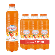 Cristaline Pêche – Pack de 6 Bouteilles (6 x 1,5L) | Grand Format Économique