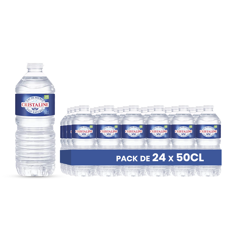 Eau Cristaline – Pack de 24 Bouteilles (24 x 50cl) | Eau de Source Pure au Format Pratique