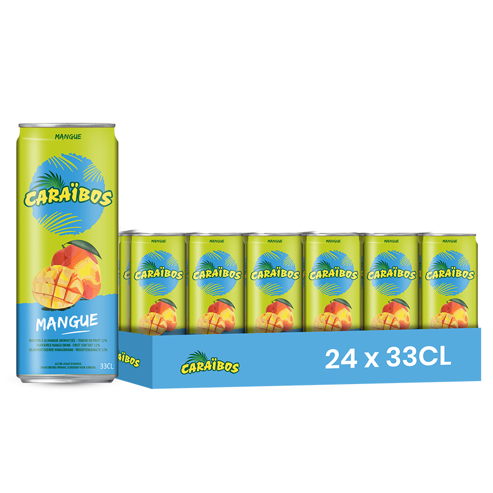 Caraïbos Mangue – Pack de 24 Canettes (24 x 33cl) | Jus de Mangue Authentique