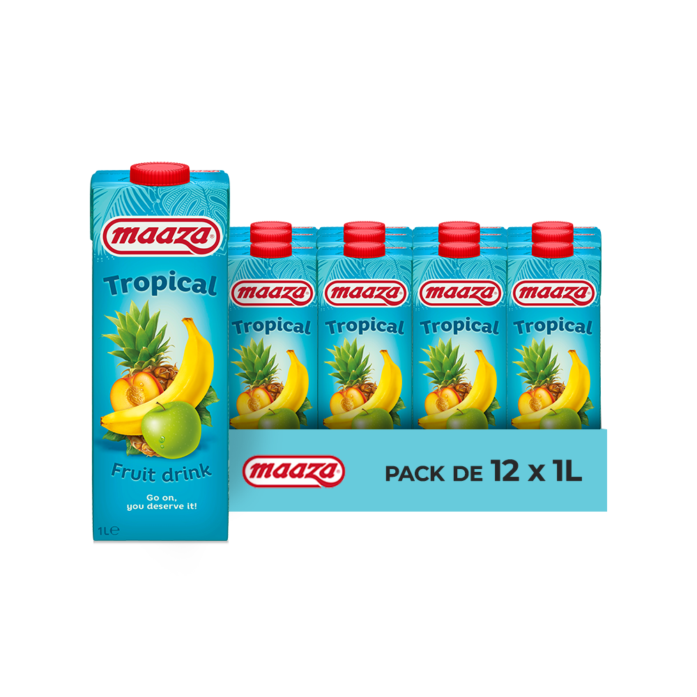 Maaza Tropical – Pack de 12 Bouteilles (12 x 1L) | Cocktail Tropical Multivitaminé