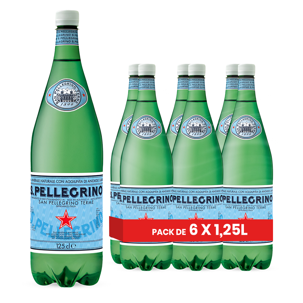 Eau San Pellegrino Pack 6 x 1,25L – Grand Format Eau Gazeuse Italienne