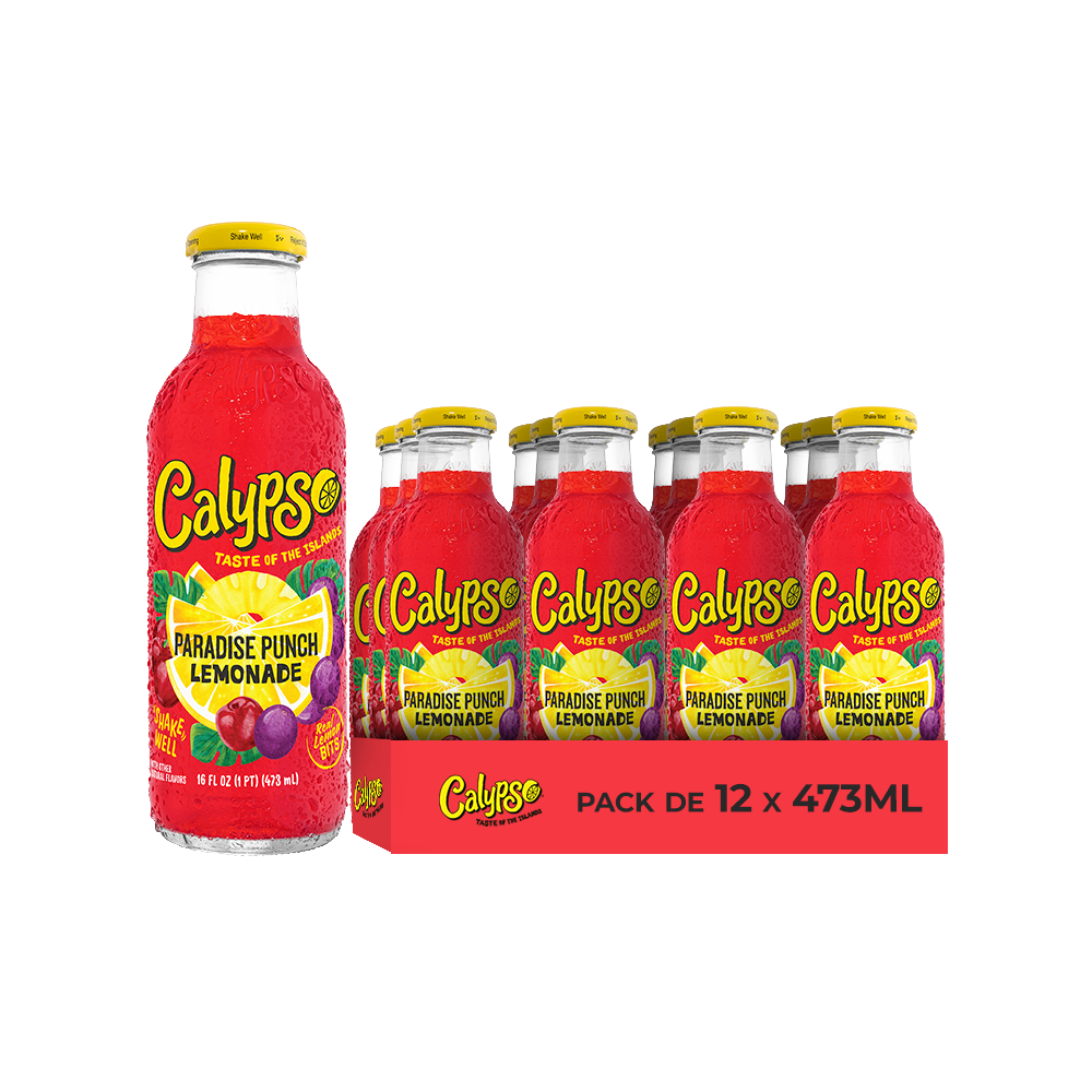 Calypso Paradise Punch Lemonade – Pack de 12 Bouteilles 473ML | Limonade Punch Paradisiaque