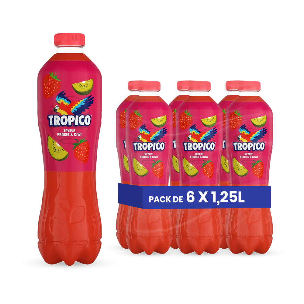 Tropico Fraise & Kiwi Pack 6 x 1,25L – Boisson Tropicale Fruitée