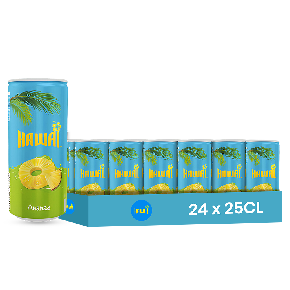 Hawaii Pineapple – Pack of 24 Cans (24 x 25cl) | Exotic Pineapple Flavor Drink