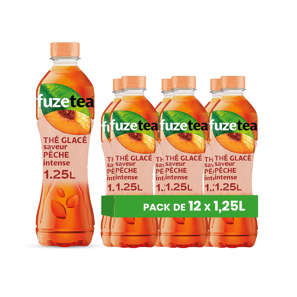 Fuze Tea Pêche – Pack de 6 Bouteilles (6 x 1,25L) | Thé Glacé Naturel