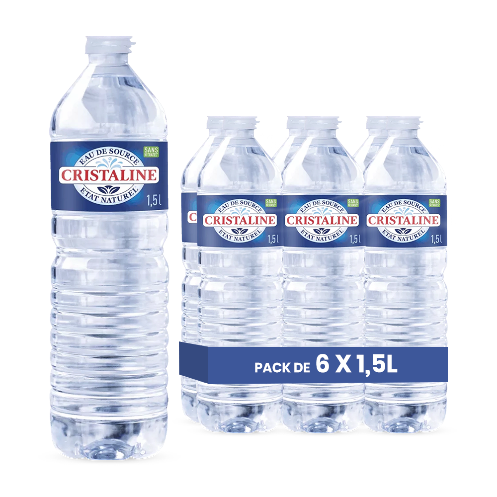 Eau Cristaline – Pack de 6 Bouteilles (6 x 1,5L) | Eau Minérale Naturelle
