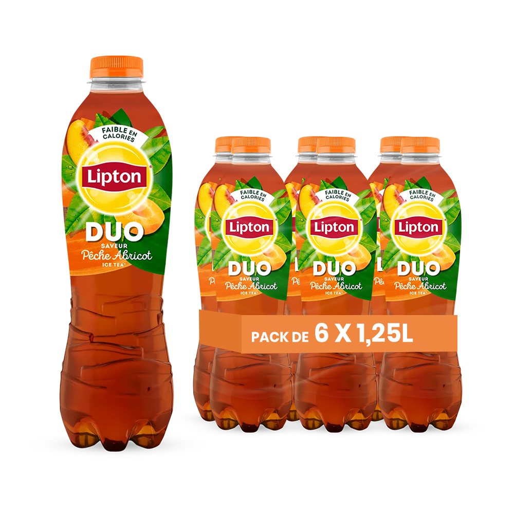 Lipton Ice Tea Pêche & Abricot Pack 6 x 1,25L – Thé Glacé Fruité