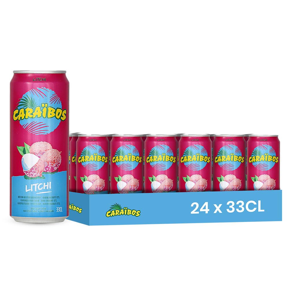 Caraïbos Litchi – Pack de 24 Canettes (24 x 33cl) | Boisson Délicate & Sucrée