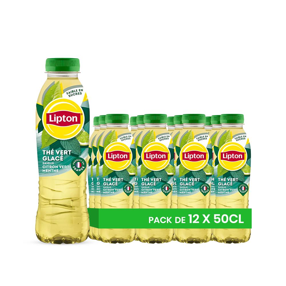 Lipton Ice Tea Citron Vert & Menthe Pack 12 x 50CL – Thé Glacé Citron Menthe