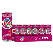 Oasis Pomme Cassis Framboise – Pack de 24 Canettes (24 x 33cl) | Boisson Sans Bulles Fruitée