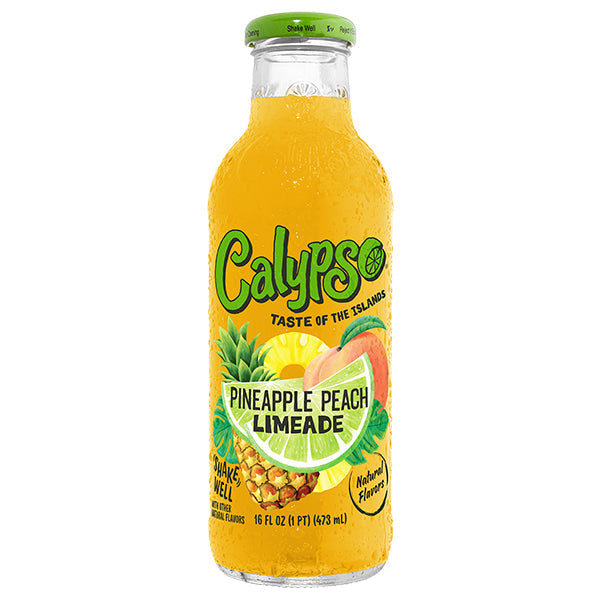 Calypso Pineapple Peach Limeade – Pack de 12 Bouteilles 473ML | Limonade Ananas Pêche Citron Vert