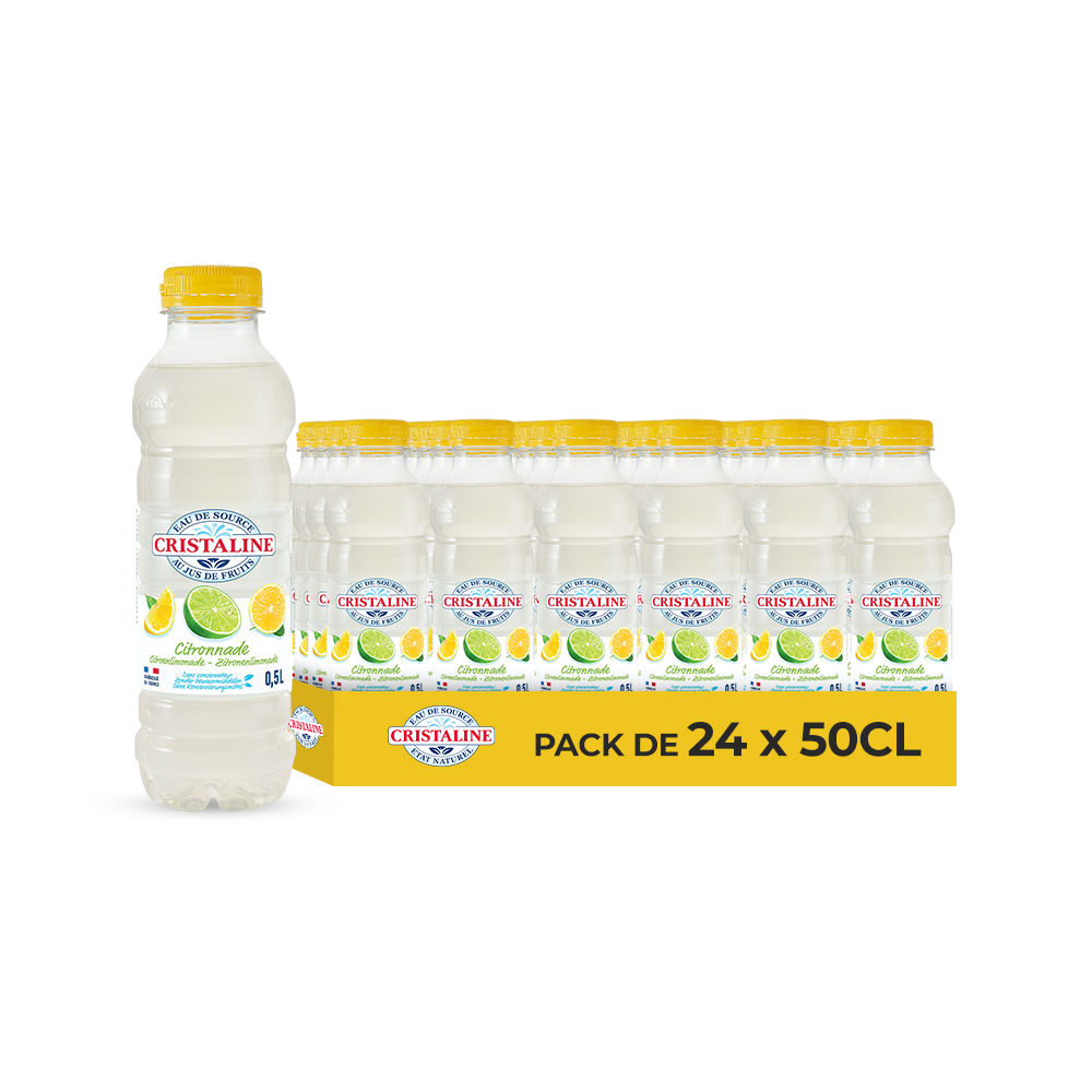 Cristaline Citronnade – Pack de 24 Bouteilles (24 x 50cl) | Eau Rafraîchissante au Citron