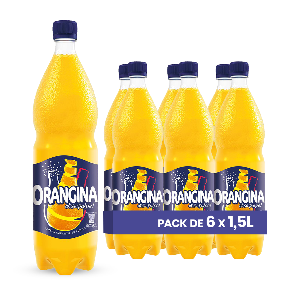 Orangina Pack 6 x 1,5L – Bouteilles Boisson Gazeuse Orange