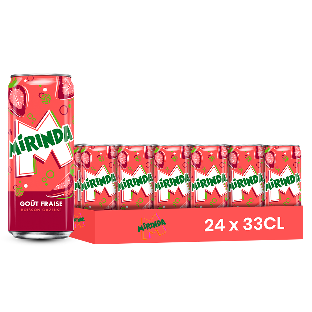 Mirinda Fraise – Pack de 24 Canettes (24 x 33cl) | Boisson Gazeuse Fruitée