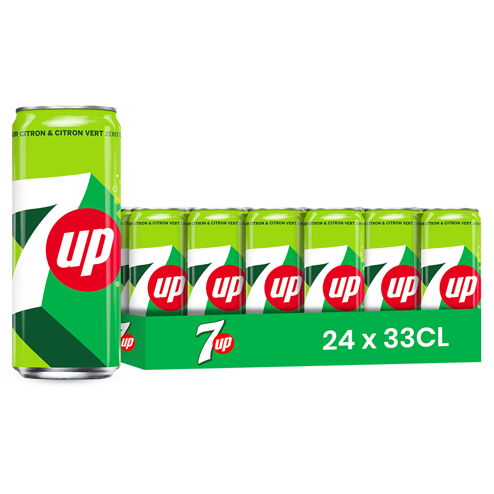 7UP Citron & Citron Vert – Pack de 24 Canettes (24 x 33cl) | Goût Frais et Acidulé