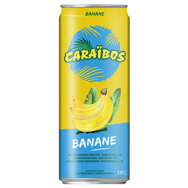 Caraïbos Banane – Pack de 24 Canettes (24 x 33cl) | Saveur Banane Tropicale