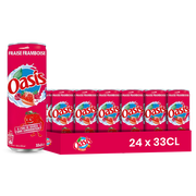Oasis Fraise Framboise – Pack de 24 Canettes (24 x 33cl) | Boisson aux Fruits Rouges