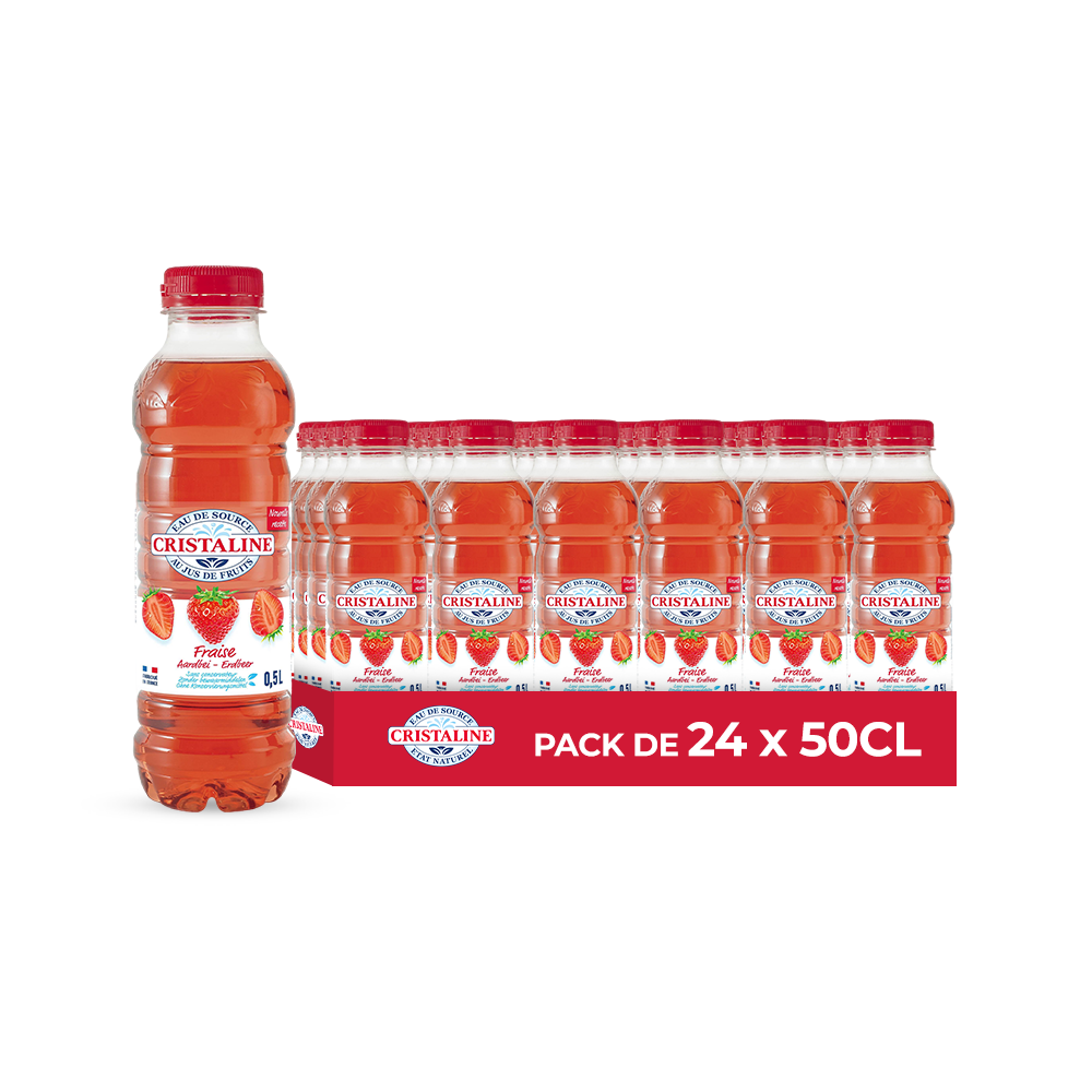 Cristaline Fraise – Pack de 24 Bouteilles (24 x 50cl) | Boisson Fruitée à la Fraise