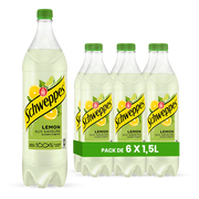 Schweppes Lemon – Pack of 6 1.5L Bottles | Sparkling Lemon Drink Large Bottle