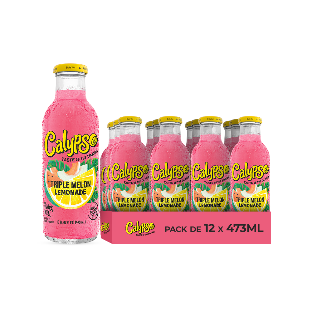 Calypso Triple Melon Lemonade – Pack de 12 Bouteilles 473ML | Limonade Trois Melons