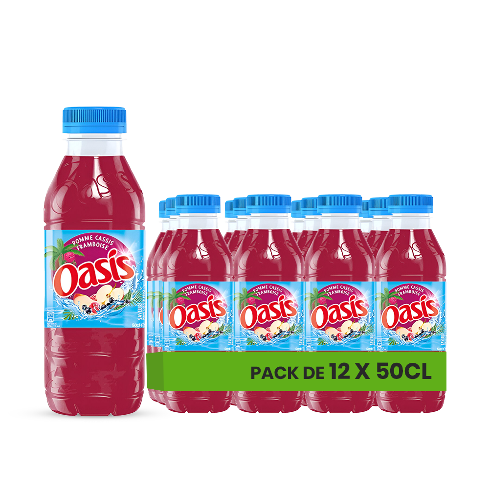 Oasis Pomme Cassis Framboise Pack 12 x 50CL – Boisson Saveur Fruits Rouges