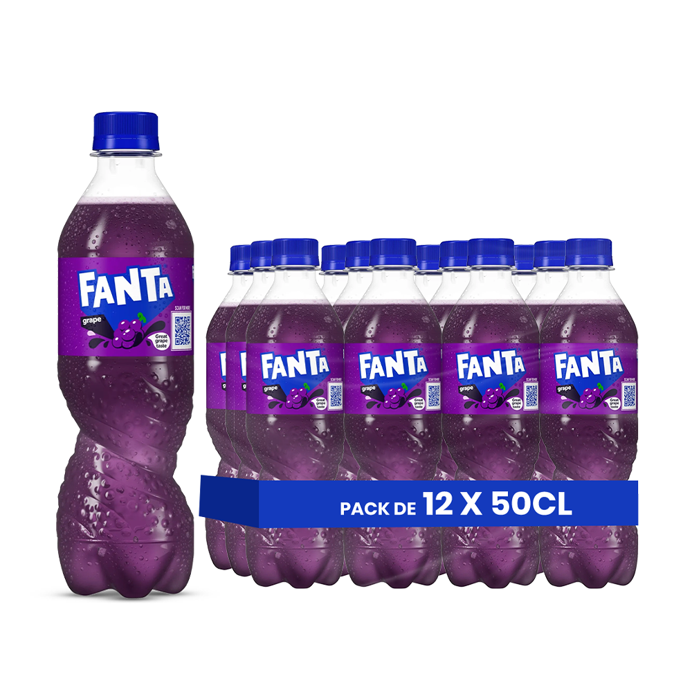 Fanta Grape Zero (EU) – Pack de 12 Bouteilles (12 x 50cl) | Saveur Raisin Sans Sucres