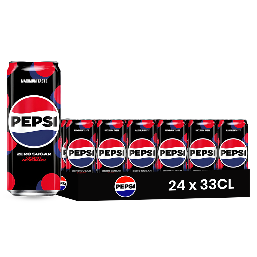 Pepsi Cherry Zero – Pack de 24 Canettes (24 x 33cl) | Format Éco Saveur Cerise