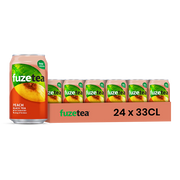 Fuze Tea Pêche (DK) – Pack de 24 Canettes (24 x 33cl) | Thé Glacé Fruitée