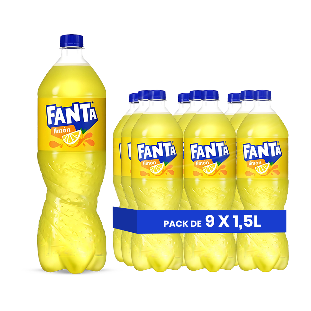 Fanta Citron (EU) – Pack de 9 Bouteilles (9 x 1,5L) | Saveur Citron Légère et Acidulée