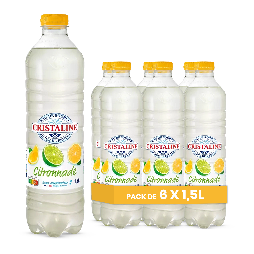 Cristaline Citronnade – Pack de 6 Bouteilles (6 x 1,5L) | Boisson Citronnée XXL