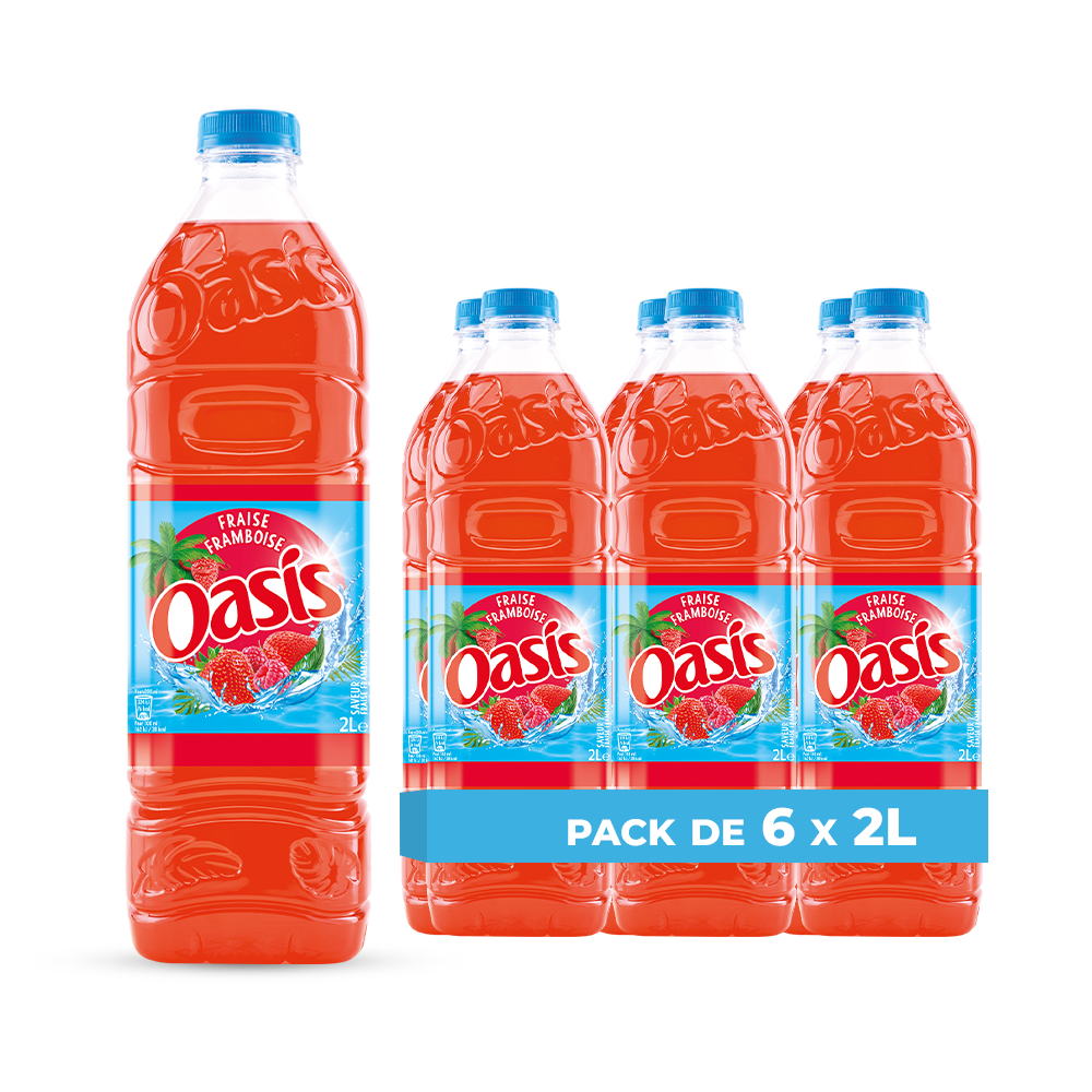 Oasis Fraise Framboise – Pack de 6 Bouteilles (6 x 2L) | Saveur Fruits Rouges