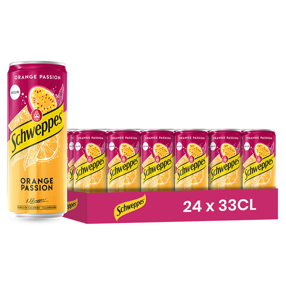 Schweppes Orange Passion – Pack of 24 Cans (24 x 33cl) | Intense and Exotic Flavor