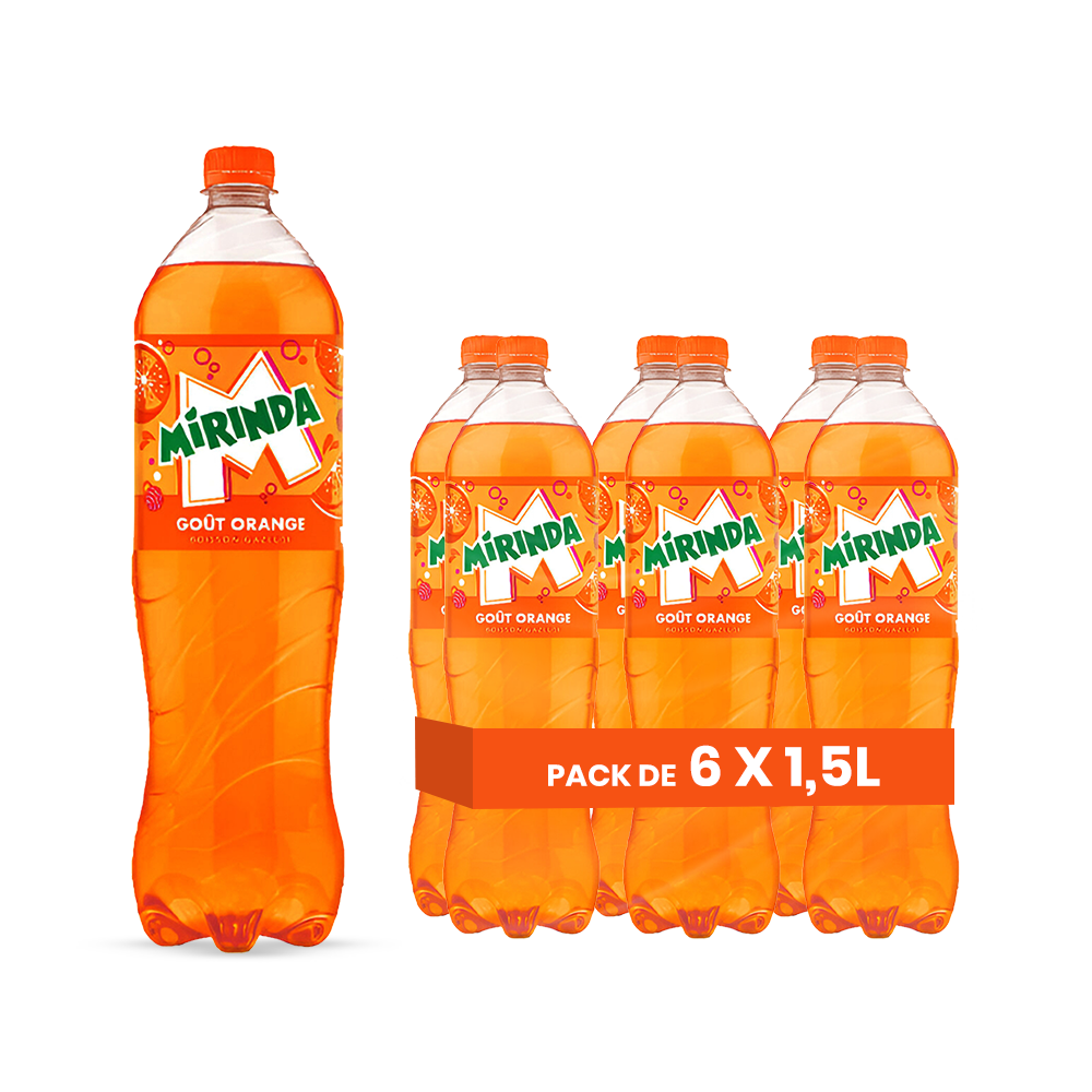 Mirinda Orange – Pack de 6 Bouteilles (6 x 1,5L) | Boisson Pétillante à l'Orange