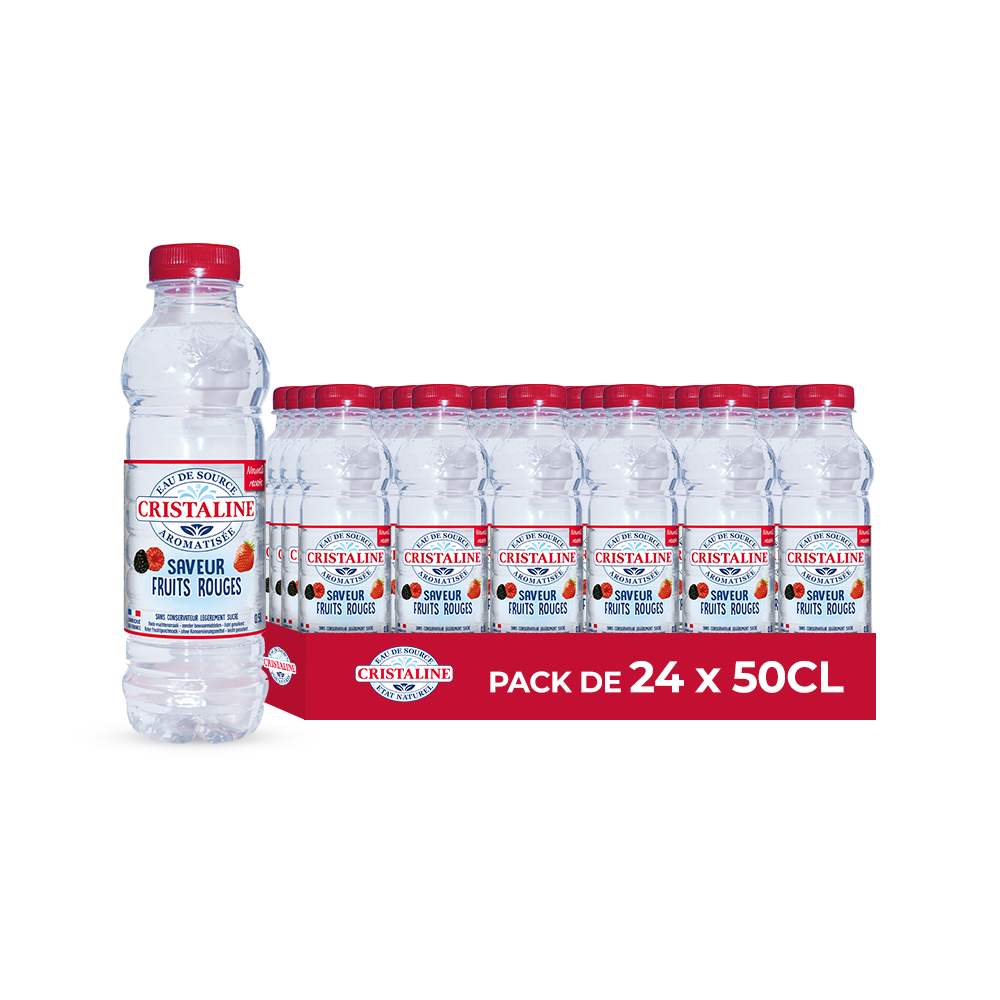 Cristaline Fruits Rouges – Pack de 24 Bouteilles (24 x 50cl) | Saveur Framboise, Cassis, Myrtille