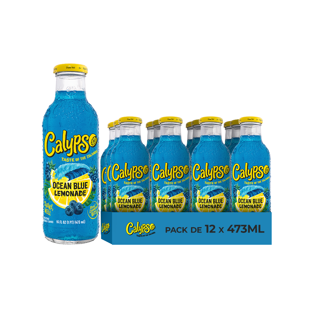 Calypso Ocean Blue Lemonade – Pack de 12 Bouteilles 473ML | Limonade Saveur Océan Bleu