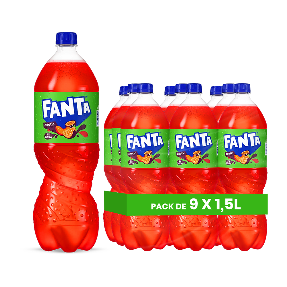 Fanta Exotique (EU) – Pack de 9 Bouteilles (9 x 1,5L) | Saveur Tropicale